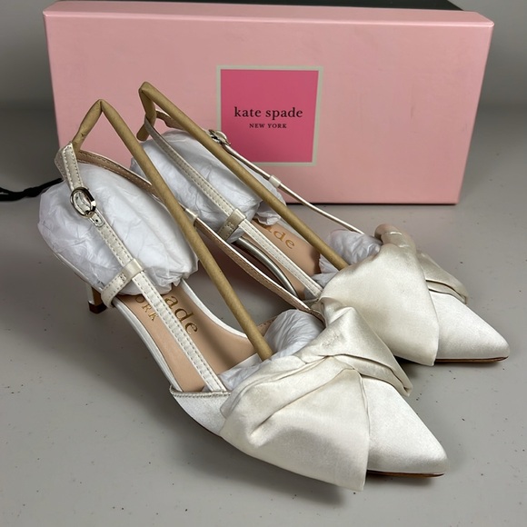 Kate Spade White Satin Heels - Picture 6 of 16
